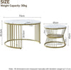 Set of 2 Round Coffee Tables - Gold Metal Frame, Marble Pattern Top