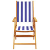 Reclining Garden Chairs 4 pcs Blue and White Fabric and Solid Wood H6O4