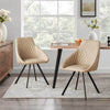 2x Faux Leather Dining Chairs Metal Legs Kitchen Chairs Beige Dining Room