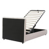 Ottoman Storage Bed Frame 3ft Single Size Bed with Headboard Velvet Fabric Beige