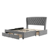 Fabric Upholstered Storage Bed Frame Single Double with Headboard and 4 Drawers