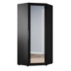 Modern Corner High Gloss Mirrored Black Wardrobe Door with Hanging Rail Shelves