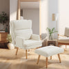 Upholstered Sherpa Fabric Sleeper Recliner Armchair Sofa Lounge Chair Footstool