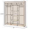 69" Portable Clothes Closet Non-Woven Fabric Wardrobe Double Rod Storage Beige
