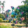 Solar Wind Spinner LED Light Peacock Sculpture WindMill Outdoor Garden Stake