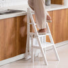Folding Library Ladder Chair Wood Step Stool Decor Shelf For Home Kitchen Closet