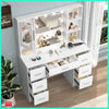 Dressing Table Set Makeup Desk w/ LED Light Mirror 7 Drawers Vanity Table White