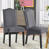 2/4 Dining Chairs High Back Velvet Hotel Kitchen Chair Wooden Leg Home Dark Grey