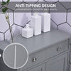 Bathroom Floor Storage Cabinet w/ 2 Drawers Door Cupboard Grey