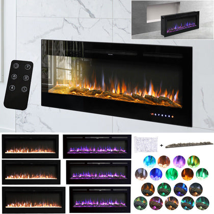 40/50/60/70/80/100 inch Insert/ Wall Mounted LED Fireplace Electric Inset Fire