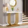 Faux Marble Console Table 39Inch U-Shaped Base for Entryway or Sofa