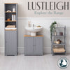 Bathroom Under Sink Cabinet Grey Bamboo Wooden Storage Cupboard Unit Christow
