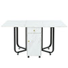 Folding Dining Table, Rolling Kitchen Table with Storage Cupboard and Drawers