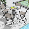 Set of 2 Outdoor Bar Chair Folding Bar Height Stool with Metal Frame & Footrest