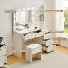 White Dressing VanityTable LED Mirror Makeup Desk with 5 Drawers 2Shelves