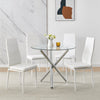 Modern Set of 4 Faux Leather Dining Chair Padded Seat Kitchen Dinning Room White