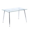 Dining Table, Glass Top Kitchen Table, Small Table, Chrome Metal Leg (120x70cm)