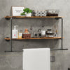Industrial Pipe Clothes Rail Wall Mounted Garment Rack with 2Tier Shelves