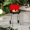 Trolley Portable Outdoor Charcoal BBQ Grill Cart with Wheels&Lid&Bottom Shelf