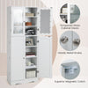 Kitchen Pantry Storage Cabinet 161cm Tall Freestanding Cupboard w/Glass Doors