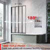 Over Bath Shower Screen 4 Folding Black Frame Safety Clear Glass Panel 1000x1400