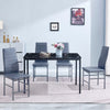 4x Grey Faux Leather Dining Chairs&Black Marble MDF Top Dining Table Dining Room
