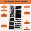 Lockable Jewelry Organizer Freestanding Jewelry Cabinet w/Full-Length Mirror