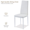 4x White Faux Leather Dining Chairs&Round Tempered Glass Silver Leg Dining Table