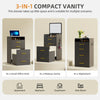 MakeUp Vanity Set with Visible Glass Desktop, Compact Vanity with 3 Drawers
