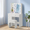 White Dressing Table Wood Makeup Desk with Mirror 5 Drawers Stool Shelf Bedroom
