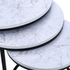 MODERN SET OF 3 MARBLE EFFECT NEST OF TABLE ROUND SIDE TABLE WITH METAL FRAME