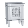 Large Mirror Nightstand 1 Door Cabinet Mirrored Sofa Side End Table with Clock