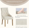 2pcs Beige Fabric Dining Chairs Button-Tufted Upholstered Armchairs with Rivets