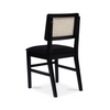 Black Upholstered Rattan Back Scandinavian Style Dining Chairs – Set of Two