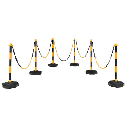 6 Pack Traffic Delineator Poles PP Safety Caution Barrier Portable Stanchions
