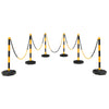 6 Pack Traffic Delineator Poles PP Safety Caution Barrier Portable Stanchions