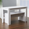 3 Pieces Dining Table and Chair Set Compact 2 Benches Wood Kitchen Furniture UK