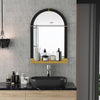 Bathroom Mirror Metal Shelf Wood Frame Mirror Wall Mounted With Cosmetics Shelf
