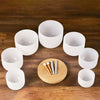 432Hz 6"-12" Crystal Singing Bowl Set of 7 Chakra Quartz for Sound Healing