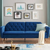 3 Seater Sofa Bed Blue Velvet Button Back - Victoria