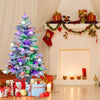 COSTWAY 100 CM Pre-Lit Artificial Christmas Tree Snow Flocked Potted Xmas Tree
