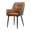2pcs Faux Leather Dining Chairs Set Color Match Metal Legs Armchair Restauant