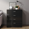 High Gloss Chest of 4 Drawers Modern Bedroom Storage Black Cabinet Furniture Set