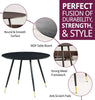 Dining Table, Black Wooden Effect Round Table in Metal Legs, Small Kitchen Table