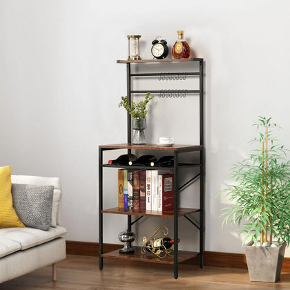 5 Tier Kitchen Baker’s Rack Industrial Utility with Shelf & Hook Microwave Stand