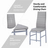 4pcs Grey Faux Leather Dining Chairs Footrest Legs & Grey Glass Dining Table Set