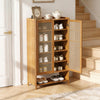 Shoe Rack Shoe Storage Cabinet Rattan Wood Stand Cupboard Unit Organiser 2 Doors