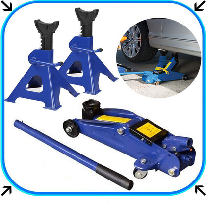 3 Ton Trolley Jack Stand Hydraulic Lift Car Van SUV Lifting+ 2 Tonne Floor Jack