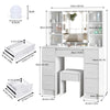 Vanity Makeup Table Set with 10LED Lights Mirror 7 Drawers Dressing Desk & Stool