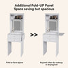 Small Dressing Table with Foldable Side Panel LED Light Mirror Shelves Vanity
